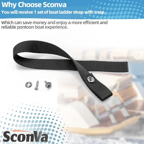 Miniatura 7 de Correa de escalera para pontón, accesorios de lancha pontón con broche de acero inoxidable y perno de tornillo, extra resistente, 4500 libras