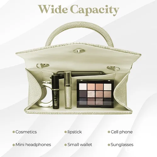 Miniatura 4 de Bolso de noche brillante para mujer, bolso de mano pequeño y brillante para mujer, para boda, fiesta, bolso de hombro para mujer