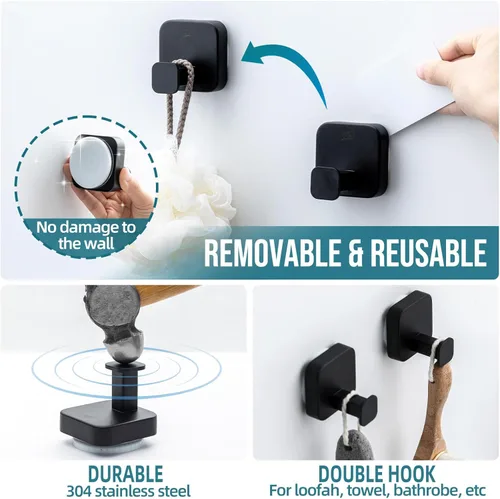 Miniatura 8 de TAILI Gancho grueso de succión de baño de acero inoxidable 304 para toalla, lufa, albornoz, soporte de ventosa fuerte patentado, gancho de pared