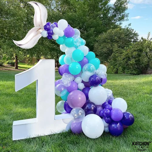Miniatura 3 de KatchOn Globo azul con cola de sirena de 25 pulgadas, paquete de 6, globos para guirnalda de sirena, globo de aluminio para decoraciones
