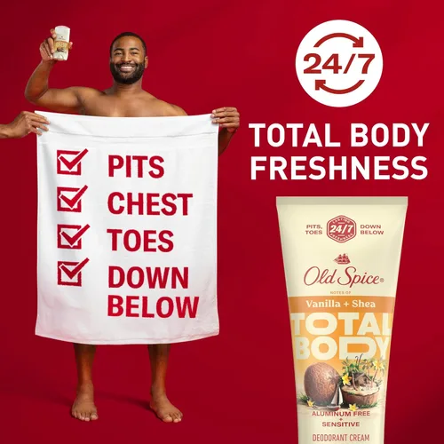 Miniatura 2 de Old Spice Crema desodorante de cuerpo entero para hombres, sin aluminio, aroma a vainilla + karité, protección contra olores 24/7, frescura duradera