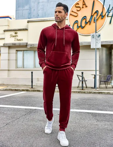 Miniatura 3 de COOFANDY Conjunto deportivo de 2 piezas para hombre, sudadera de manga larga con capucha, traje deportivo para deportes, casual, fitness, trotar