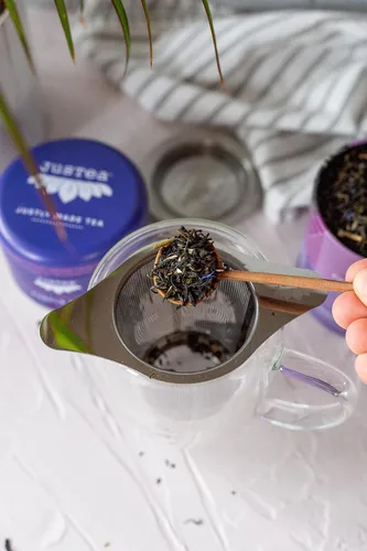 Miniatura 8 de Infusor de té de hojas sueltas con tapa de posavasos de doble uso, colador de té apto para lavavajillas, acero inoxidable 18/8, se adapta a tazas