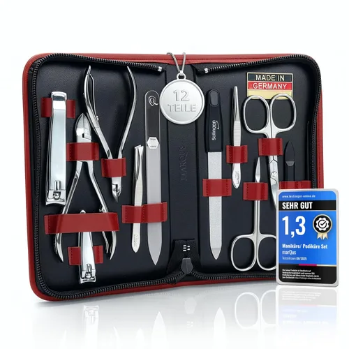 Miniatura 9 de Juego de manicura para mujeres y hombres – Kit de aseo profesional de 12 piezas con herramientas de primera calidad, funda de cuero genuino y lima