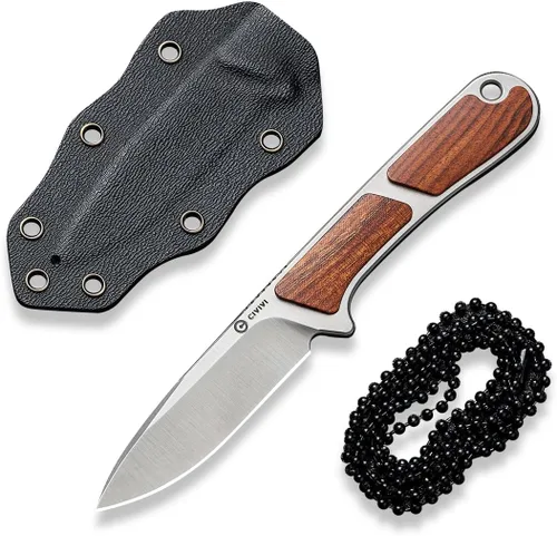 Miniatura 7 de CIVIVI Mini Elementum Cuchillo de hoja fija con una funda Kydex y una cadena para transporte de cuello EDC, pequeño cuchillo esqueletizado de espiga