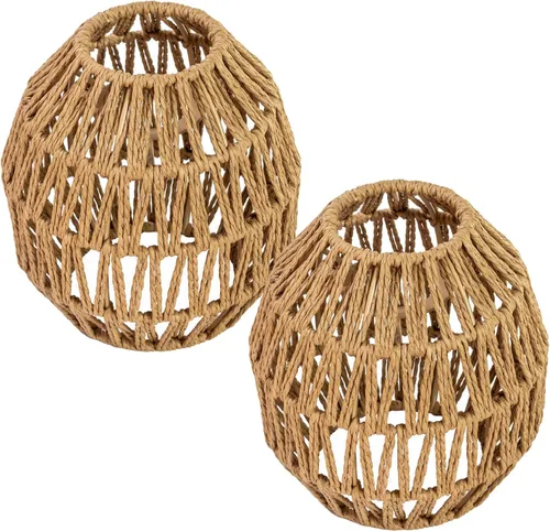 Miniatura 10 de Pantallas de ratán,Cubierta de lámpara colgante de mimbre tejido,Pantalla de ratán Boho para reemplazo de pantalla de lámpara de aplique de pared