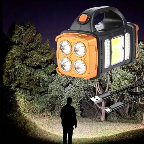 Miniatura 8 de IFTHFOUR Linterna Solar de Altos Lúmenes - Luz de Trabajo LED con USB-C Recargable, Impermeable, Linterna y Farol Multifunción para Acampar, Rojo