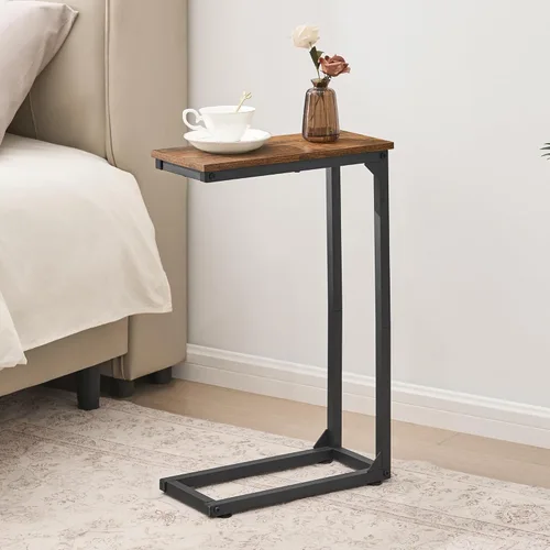Miniatura 6 de DALEMHOME Mesa auxiliar en forma de C, mesa de sofá que se desliza por debajo, mesa auxiliar pequeña para sofá, sofá y cama, bandejas de TV juego