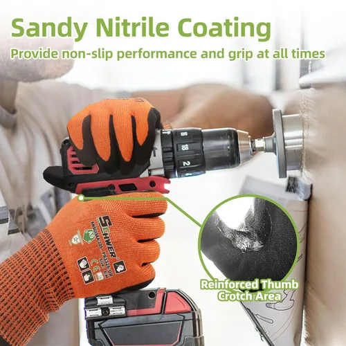 Miniatura 3 de Guantes de trabajo resistentes a los cortes de nivel más alto ProGuard PR3326 de Schwer para protección extrema, guantes de corte ANSI A9 con pulgar