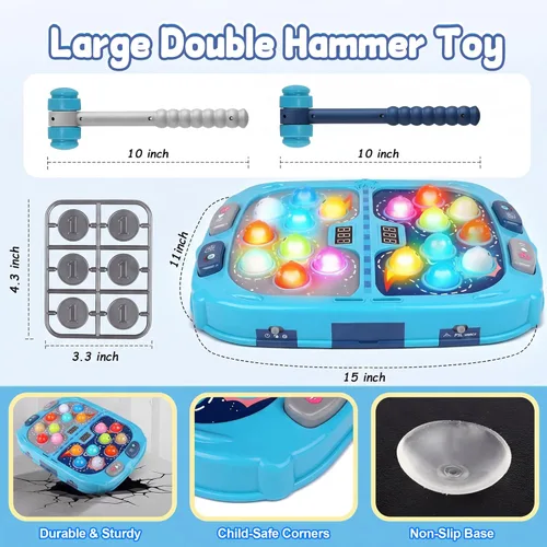 Miniatura 3 de Whack A Topo, juego interactivo de Pound a Topo, juguetes para niños de más de 4 años, juego de topo para niños pequeños, juguetes educativos Azul