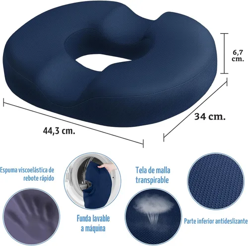 Miniatura 2 de Cojín de asiento en forma de dona CloudBliss para alivio del dolor de coxis y hemorroides, cojín de silla de espuma viscoelástica para después