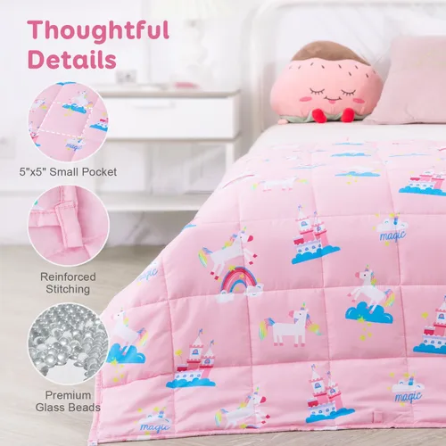 Miniatura 5 de Kivik Manta con peso de 3 libras, transpirable, pequeña y pesada, para dormir y relajarse, para cama, sofá, hogar, escuela, lavable a máquina