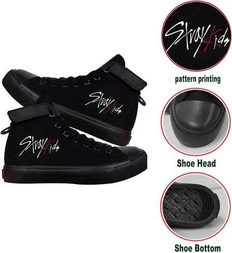 Miniatura 2 de KPOP Zapatos deportivos para niños Stray Bang Chan Lee Know ChangBin Han I.N Felix HyunJin Seungmin Hiphop Zapatos de lona de caña alta