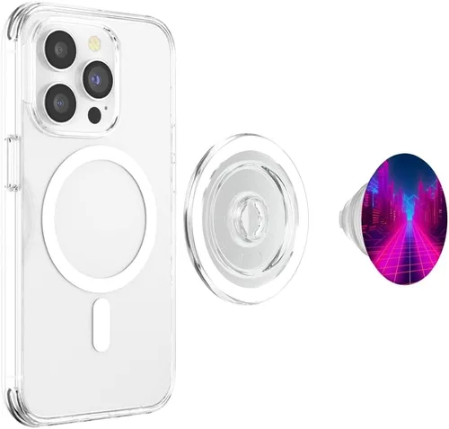 Miniatura 4 de Retrowave City 80s Vaporwave Synthwave PopSockets MagSafe PopGrip for iPhone