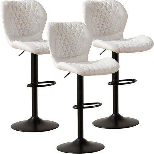 Miniatura 44 de Taburetes de bar modernos, taburetes de bar giratorios con respaldo alto, taburetes de bar de tela ajustables para sillas de isla de cocina