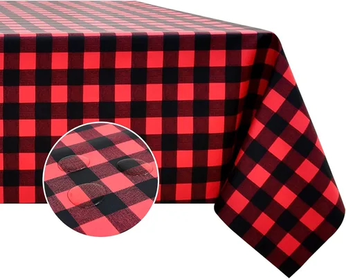 Miniatura 27 de Romanstile Mantel rectangular de vinilo, 100% impermeable, mantel de plástico a cuadros de búfalo, resistente y lavable para exteriores, campamento