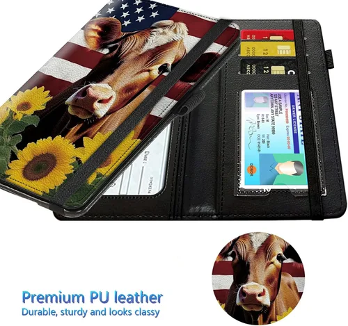 Miniatura 39 de Funda para chequera para hombres y mujeres, cartera de cuero RFID con ranuras para tarjetas de crédito, soporte de cheques duplicados personales