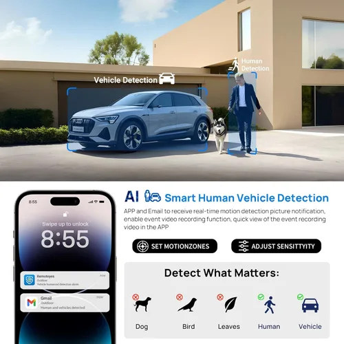 Miniatura 5 de VIKYLIN Cámara 4K PTZ para exteriores 8MP IP POE con audio de 2 vías, zoom óptico Pan Tilt 5X/Cámara PTZ de seguridad de lente de 2.7 ~ 0.531 in