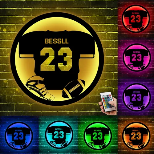 Miniatura 18 de Letrero de metal de béisbol personalizado con luz LED, nombre de camiseta de béisbol personalizable, número, decoración de pared, regalo para casco
