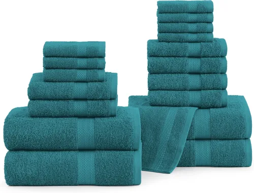 Miniatura 29 de LANE LINEN - Juego de toallas de baño, 18 piezas, 100% algodón, tamaño grande, 4 toallas de baño, 6 toallas de mano, 8 toallas pequeñas, para spa