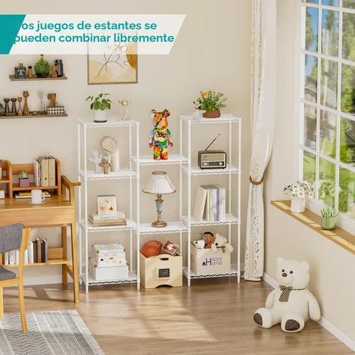Miniatura 5 de SINGAYE Estante de almacenamiento con 5 estantes de alambre para armario, baño, despensa de metal, cocina, pequeña estantería de garaje, Blanco