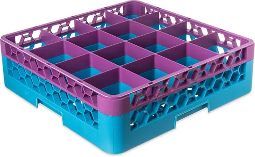 Miniatura 25 de Carlisle FoodService Products RG9-214 OptiClean Estante de vidrio con 9 compartimentos con 2 extensores, 7.12 pulgadas, polipropileno, azul
