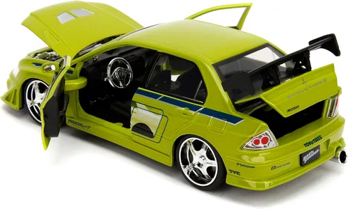 Miniatura 5 de Jada Toys Fast & Furious 1:24 Brian's Mitsubishi Lancer Evolution VII - Coche fundido a presión, juguetes para niños y adultos, color verde lima