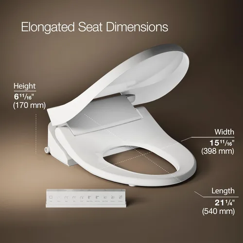 Miniatura 4 de Kohler PureWash E815 - Asiento de inodoro alargado para bidé, agua tibia, blanco con control remoto, varita de autolimpieza, controles
