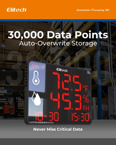 Miniatura 5 de Elitech Termómetro higrómetro Bluetooth reutilizable registrador de temperatura registrador de datos temperatura humedad con pantalla grande