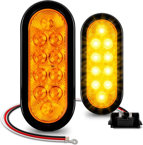 Miniatura 8 de Juego de luces traseras LED ovaladas para remolque de 6.0 in, 2 color ámbar y 2 color rojo 4 Rojo + 2 Blanco