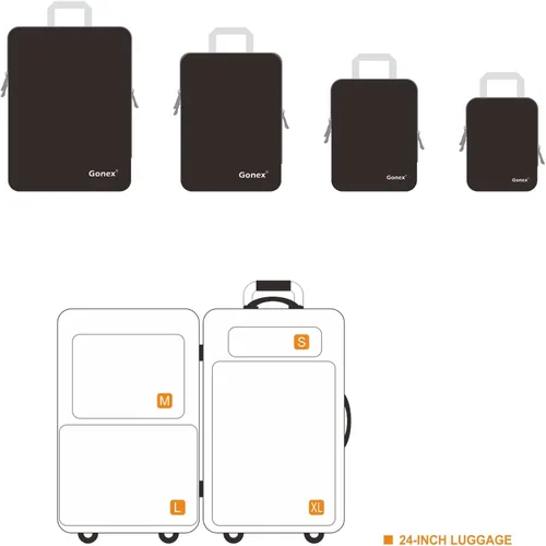 Miniatura 7 de Gonex Cubitos de embalaje de compresión, 3 unids4 unidades, expansibles, bolsas de equipaje de viaje, organizadores