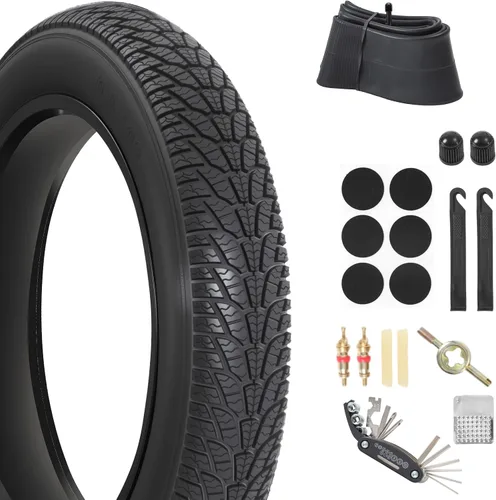 20x4.0/ 20x3.0/ 26x4.0 Fat Bike Tires, 20x4/ 20x3/ 26x4 Fat Tire Tube and Bicycle Repair Tool Kit, Foldable Heavy Duty Off-Road Bike, Ebike Fat