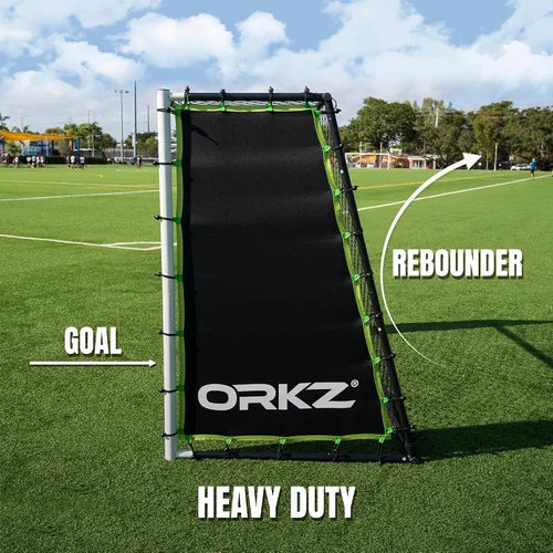 Miniatura 3 de Entrenador de rebote de portería de fútbol 3 en 1 Red de rebote ultra sensible grande de 7 x 5 pies para práctica de fútbol, paso alto, paso bajo