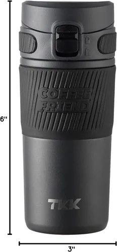 Miniatura 8 de TKK Taza de café de viaje de 15 onzas, taza de café aislada de acero inoxidable con tapa abatible, taza de viaje a prueba de fugas para café, té