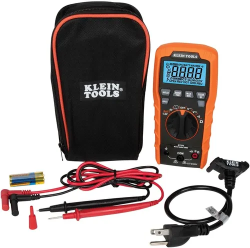 Miniatura 2 de Klein Tools ET270 Multiprobador digital de rango automático, AC/DC, resistencia y kit de herramientas de búsqueda de disyuntores 80016