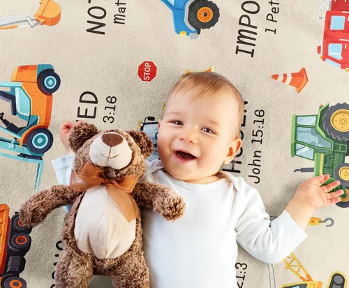 Miniatura 3 de Baby Baptism Gifts for Boys, Christian Gifts for Boy Blanket 50"x40", Religious/Inspirational Gift for Kids, Boy Birthday Truck Gift