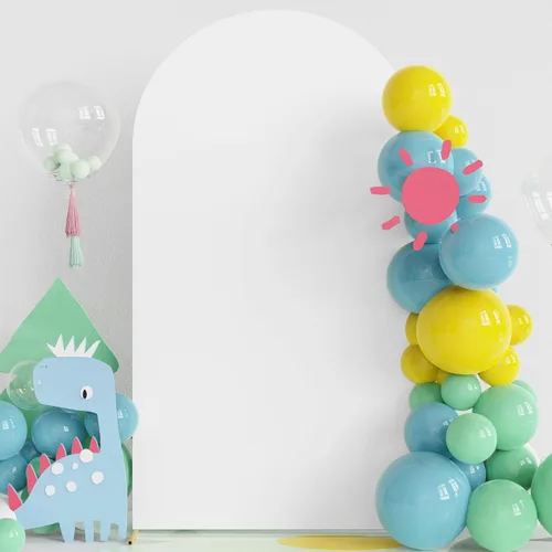 Miniatura 4 de Fomcet Cubierta de Arco de Boda de 7.2 Pies Blanca de Spandex Ajustada de 2 Lados Cubierta de Fondo de Arco Cubierta de Arco de Tela de Parte Blanco