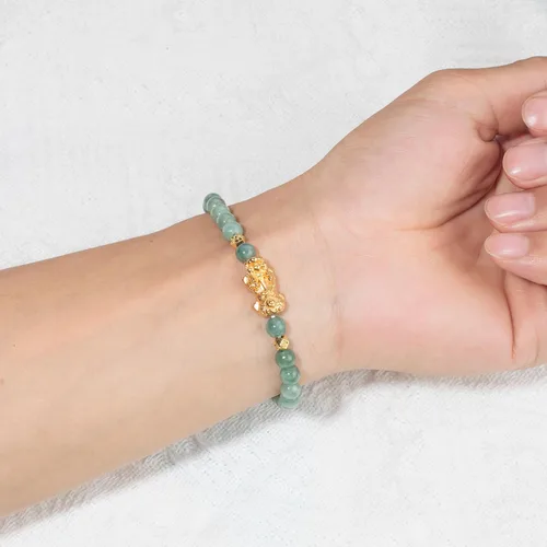 Miniatura 4 de Fengshui Pulsera de riqueza verde Pulsera de jade real para mujer Atrae pulseras adineradas afortunadas