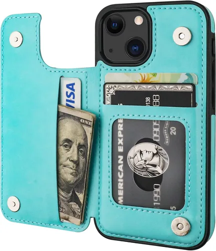 Miniatura 17 de ONETOP - Funda tipo cartera compatible con iPhone 13 Mini con soporte para tarjetas, funda de piel sintética con ranuras para tarjetas, doble cierre