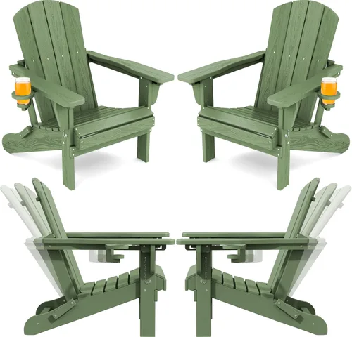 Miniatura 27 de SERWALL Silla Adirondack plegable ajustable, silla Adirondack reclinable con portavasos, Aruba