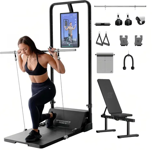 Miniatura 9 de Speediance Gym Monster Smart Home Gym, máquina de entrenamiento de fuerza multifuncional, estación de entrenamiento de jaula de potencia Smith