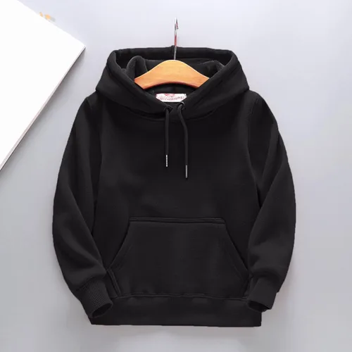 Miniatura 2 de Sudadera con capucha cepillada de manga larga para niños y niñas, sudadera con capucha gruesa y cálida con cordón