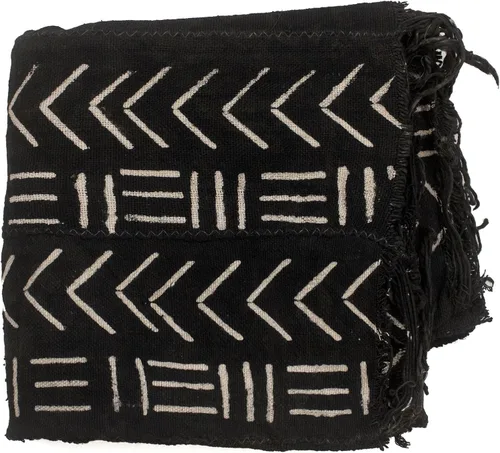 Miniatura 13 de The Bead Chest Tela de barro Bogolan Mali color negro ébano – Tejido africano hecho a mano de África Occidental – 40 x 64 pulgadas – Ideal
