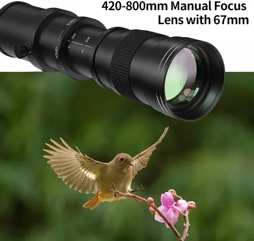 Miniatura 8 de 420-800mm f/8.3 Lente teleobjetivo Zoom para cámara SLR para Canon T7i T6 T6i T6s T7 T8i T3i, T4i, T5, T5i, SL2, SL1 4000D 2000D 80D 90D 5D III 6D