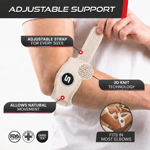 Miniatura 3 de Sleeve Stars - Codera de tenis para hombres y mujeres, codera para tendinitis, codo de tenis, codo de golfista, soporte de contrafuerza para alivio