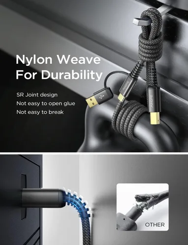 Miniatura 7 de AINOPE - Cable de impresora de 2 metros negro, cable USB para MacBook Pro USB A y USB C a USB-B 2.0, cable MIDI USB C de nylon trenzado nuevo, nunca