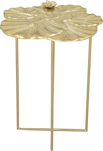 Miniatura 5 de Zuo Mesa auxiliar Lotus dorada, mesa auxiliar dorada, estilo glamuroso, soporta hasta 35 libras, hierro, sala de estar en interiores, 16.7 pulgadas