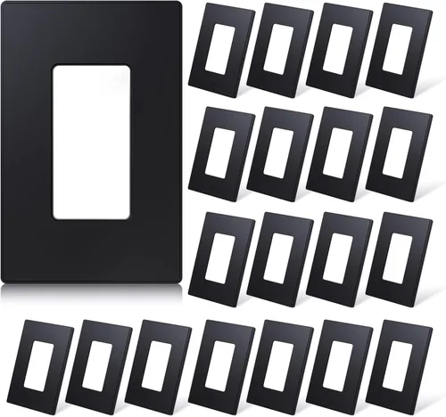 Miniatura 14 de ELEGRP Placas de pared decorativas sin tornillos de 2 posiciones, placas de cubierta de tamaño mediano, cubierta de placa frontal termoplástica Negro