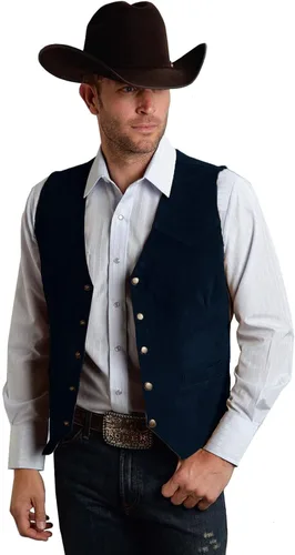 LILIS Chaleco de traje de cuero de ante para hombre, chaqueta estilo vaquero vintage, chalecos ajustados