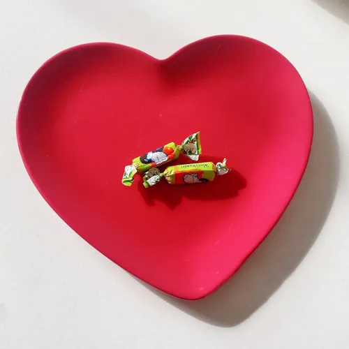 Miniatura 3 de Plato de cena de cerámica, plato de postre en forma de corazón, plato de ensalada, plato de fruta, 9 pulgadas
